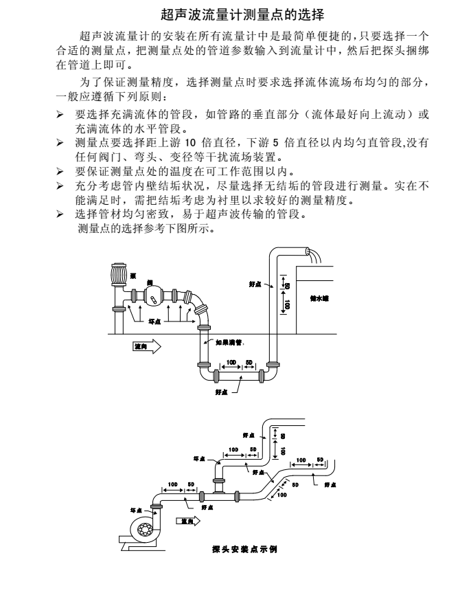 超聲波流量計測量點選擇